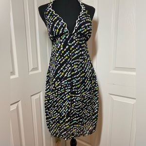 PROFILE - Black Multi-Colored Polka Dot Halter Neck Dress Size L